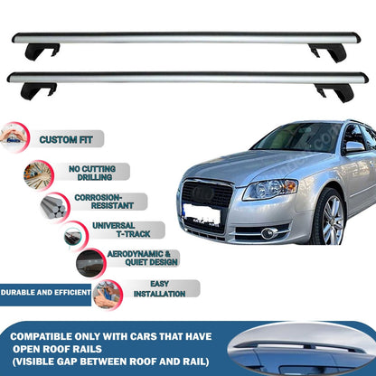 Roof Rack Cross Bars for Audi A4 Avant B6/B7 2003-2009 Rail Carrier for Roof Tents 2 Pcs Grey