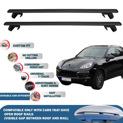 Roof Rack Cross Bars for Porsche Cayenne E2 2011-2018 Rail Carrier for Roof Tents 2 Pcs Black