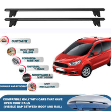 Lockable Roof Rack Cross Bars for Ford Tourneo Courier 2014-2023 | Heavy Duty Rail Carrier 2 Pcs Black