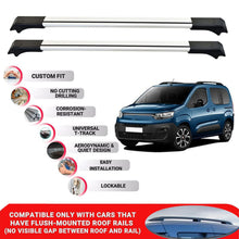 2X Car Roof Rack Cross Bars for Fiat Doblo K9 2022+ Lockable Roof Bars Grey