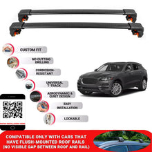 Premium Roof Bars For Jaguar F-Pace Suv 2016+ Secure Roof Rack Cross Bar 2 Pcss Black