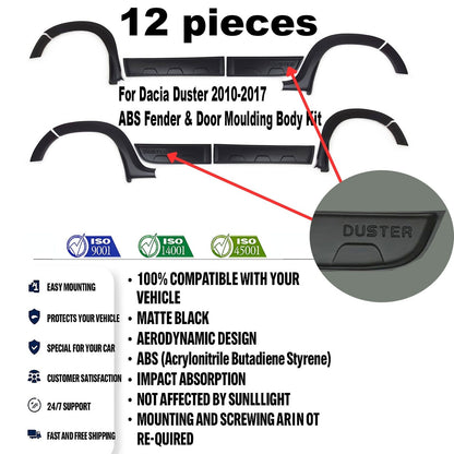 For Dacia Duster 2010-2017 ABS Fender & Door Moulding Body Kit Off-Road Model