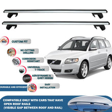 Roof Rack Cross Bars for Volvo V50 Estate 2004-2013 Rail Carrier for Roof Tents 2 Pcs Grey