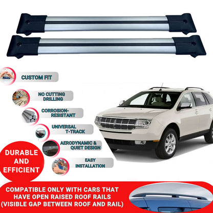 Roof Racks Cross Bars For Lincoln Mkx 1 2007-2015 2 Pcs Grey