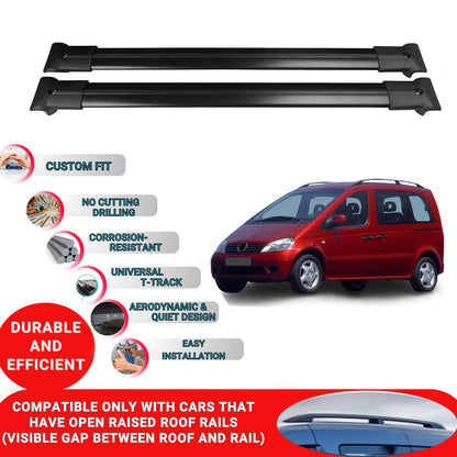Roof Racks Cross Bars For Mercedes Vaneo W414 Mpv 2002-2005 2 Pcs Black