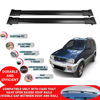 Roof Racks Cross Bars For Daihatsu Terios 1997-2005 2 Pcs Black