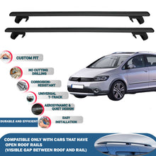 Roof Rack Cross Bars for Volkswagen Golf Plus 2009-2014 Rail Carrier for Roof Tents 2 Pcs Black