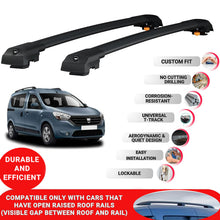 Roof Bar for Dacia Dokker 2013-2024 Lockable Roof Rack Cross Bars 2 Pcs Black
