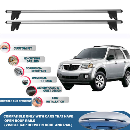Lockable Roof Rack Cross Bars for Mazda Tribute 2007-2011 | Heavy Duty Rail Carrier 2 Pcs Grey