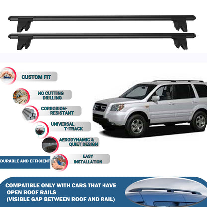Lockable Roof Rack Cross Bars for Honda Pilot Mk1 2003-2008 | Heavy Duty Rail Carrier 2 Pcs Black