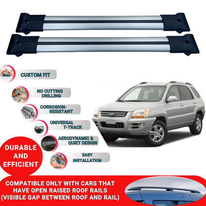 Roof Racks Cross Bars For Kia Sportage 1 2004-2009 2 Pcs Grey
