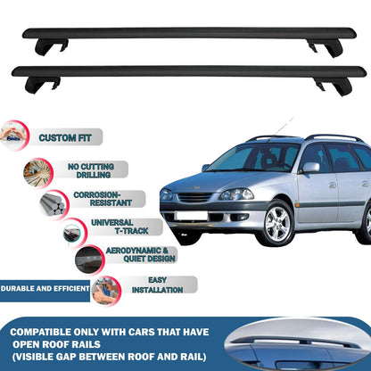 Roof Rack Cross Bars for Toyota Avensis Estate 1997-2002 Rail Carrier for Roof Tents 2 Pcs Black