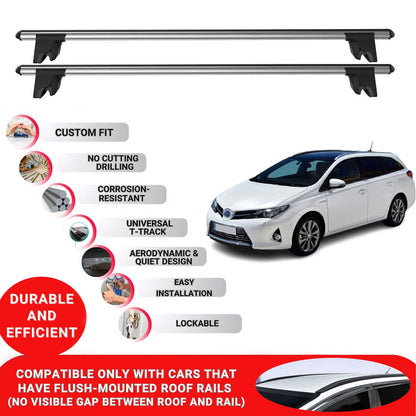 Premium Roof Bars for Toyota Auris 2012-2018 Lockable Roof Rack Cross Bars 2 Pcs Grey