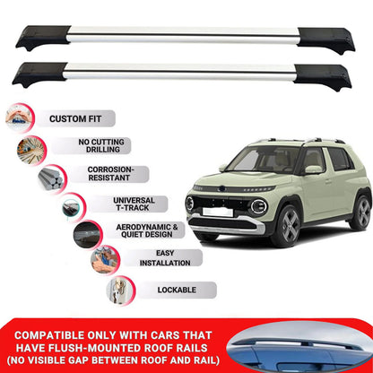 2X Car Roof Rack Cross Bars for Kia Ev9 2023 Onwards Lockable Roof Bars Grey