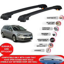 Roof Bar for Volkswagen Passat B7 2012-2015 Lockable Roof Rack Cross Bars 2 Pcs Black