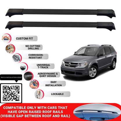 Roof Rack Cross Bars for Dodge Journey 2012-2020 Lockable Roof Bars 2 Pcs Black