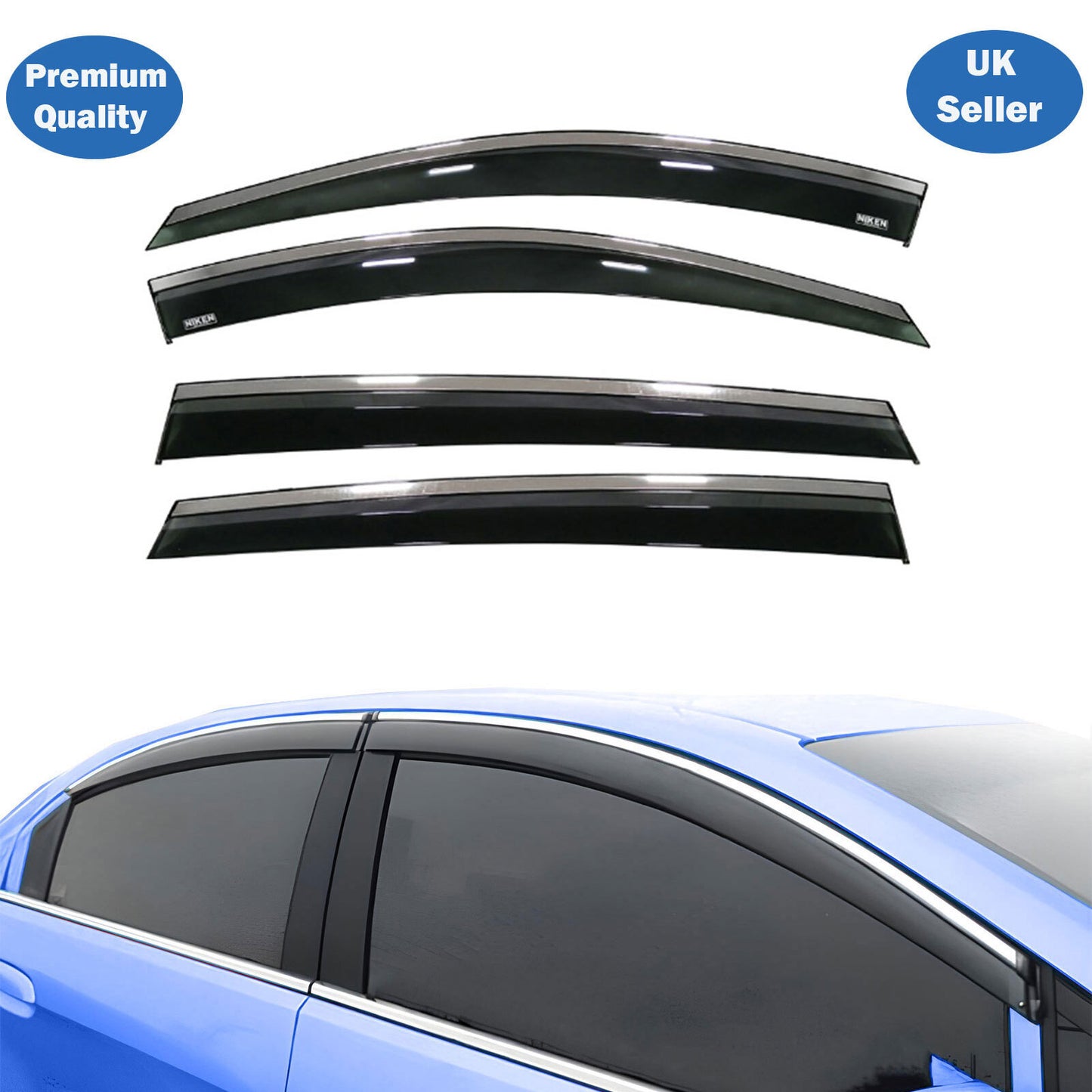 Chrome Window Wind Deflector for Toyota Rav4 2013-2018 Rain Guard Visors 4 pcs
