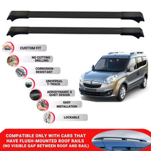 2X Car Roof Rack Cross Barfor Vauxhall Combo 2012-2018 Lockable Roof Bars Black