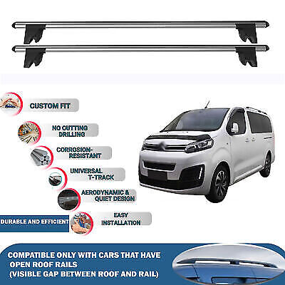 Lockable Car Roof Rack Cross Bars for Citroen Jumpy/Space 2017-2023 4 Pcs Grey