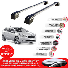 Roof Bars Rack for Kia Ceed SW (JD) 2013-2018 Lockable Rail Carrier 2 Pcs Grey