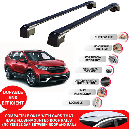 Roof Bars Rack for Honda CR-V 2019+ Lockable Rail Carrier 2 Pcs Black