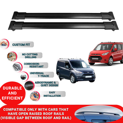 Roof Racks Cross Bars For Ford Transit/Tourneo Connect 2 2014-2023 2 Pcs Black