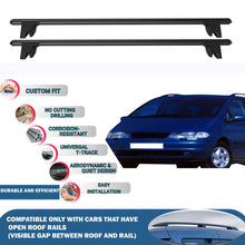 Lockable Roof Rack Cross Bars for Seat Alhambra 1996-2000 | Heavy Duty Rail Carrier 2 Pcs Black