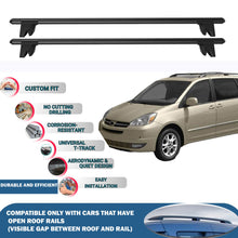 Lockable Roof Rack Cross Bars for Toyota Sienna Mpv Xl 2004-2010 | Heavy Duty Rail Carrier 2 Pcs Black