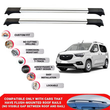 2X Car Roof Rack for Vauxhall Zafira Life 2019-2024 Lockable Roof Bars Grey