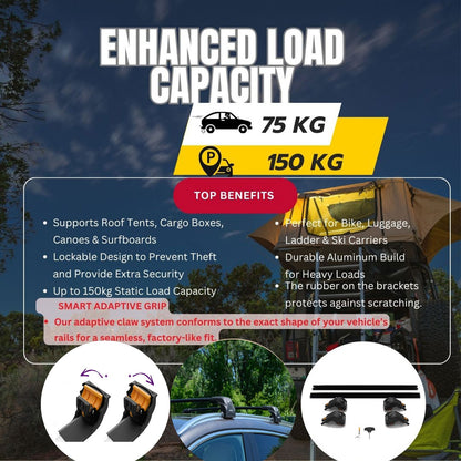 Premium Roof Bars For Opel Mokka Suv 2013-2020 Secure Roof Rack Cross Bar 2 Pcss Secure Black