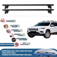 Lockable Roof Rack Cross Bars for Jeep Cherokee KL 2014-2023 | Heavy Duty Rail Carrier 2 Pcs Black