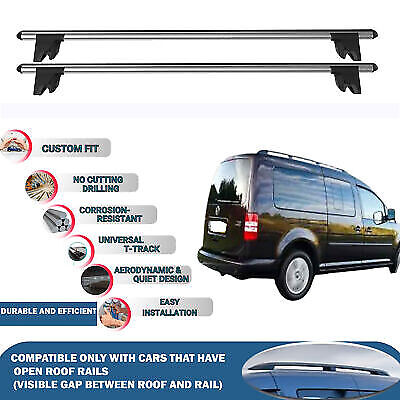Lockable Car Roof Rack Cross Bars for Vw Caddy Maxi Life 5D 2007-2015 4 Pcs Grey