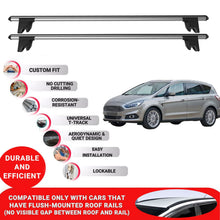 Premium Roof Bars for Ford S-Max Mk2 2015-2023 Lockable Roof Rack Cross Bars 2 Pcs Grey