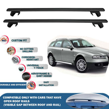 Roof Rack Cross Bars for Alfa Romeo 156 Sportwagon 2000-2007 Rail Carrier for Roof Tents 2 Pcs Black