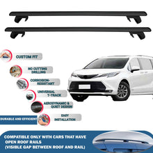 Roof Rack Cross Bars for Toyota Sienna Mpv Xl 2020-2023 Rail Carrier for Roof Tents 2 Pcs Black