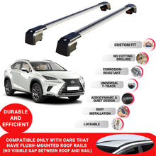 Roof Bars Rack for Lexus NX (Az10) 2015-2021 Lockable Rail Carrier 2 Pcs Grey