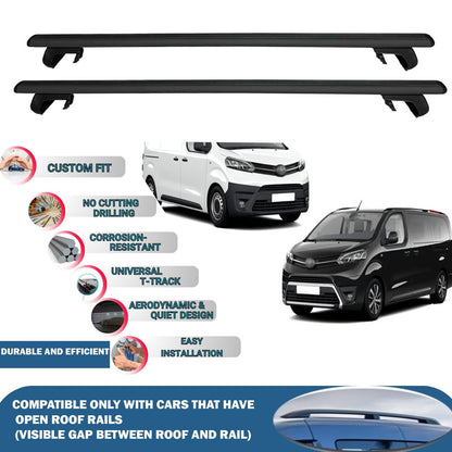 Roof Rack Cross Bars for Toyota Proace/Verso 2016-2024 Rail Carrier for Roof Tents 4 Pcs Black