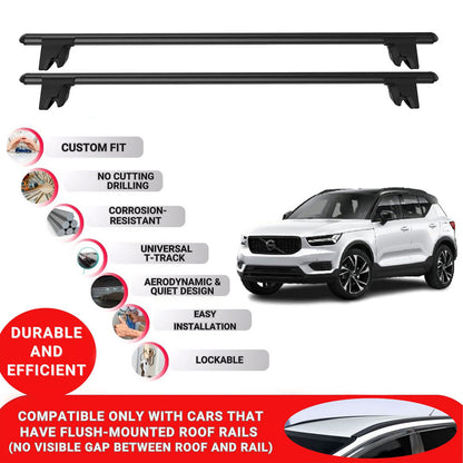 Premium Roof Bars for Volvo Xc40 2018-2023; Lockable Roof Rack Cross Bars 2 Pcs Black