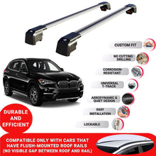 Roof Bars Rack for Bmw X1 F48/F49 2016 - 2022 Lockable Rail Carrier 2 Pcs Grey