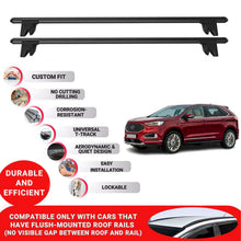 Premium Roof Bars for Ford Edge 2016-2023; Lockable Roof Rack Cross Bars 2 Pcs Black