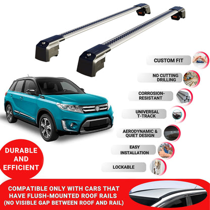 Roof Bars Rack for Suzuki Vitara (LY) 2015+ Lockable Rail Carrier 2 Pcs Grey