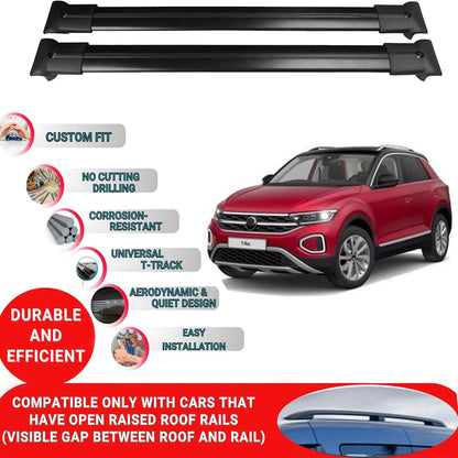Roof Rack Cross Bars for Vw T-Rock Suv 2017+ Aluminum Roof Bars 2 Pcs Black