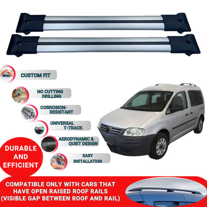 Roof Racks Cross Bars For Vw Caddy 2004-2015 2 Pcs Grey