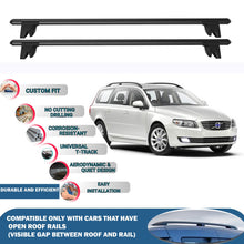Lockable Roof Rack Cross Bars for Volvo V70 Estate 2008-2016 | Heavy Duty Rail Carrier 2 Pcs Black