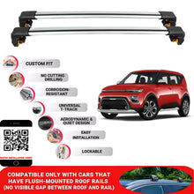 Premium Roof Bars For Kia Soul Hatchback 2014-2018 Secure Roof Rack Cross Bar 2 Pcss Grey