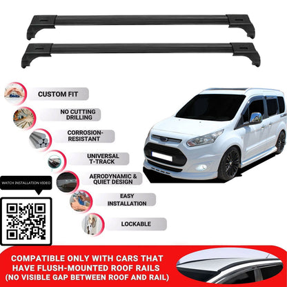 Roof Bars for Ford Grand Tourneo Connect 2014-2022; Roof Rack Cross Bar 2 Pcs Black