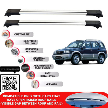 Roof Rack Cross Bars for Suzuki Grand Vitara 1998-2004 Lockable Bars 2 Pcs Grey