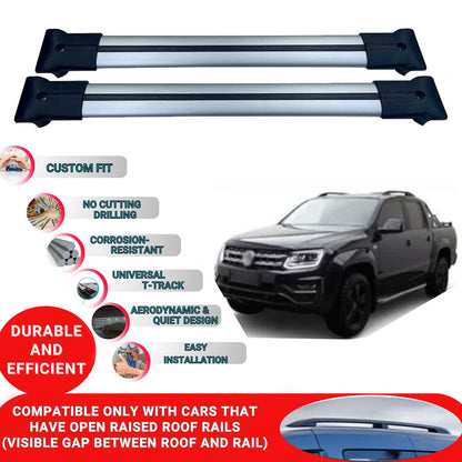 Roof Racks Cross Bars For Vw Amarok 2010-2016 2 Pcs Grey