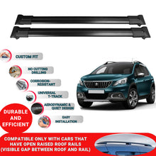 Roof Racks Cross Bars For Peugeot 2008 2013-2019 2 Pcs Black