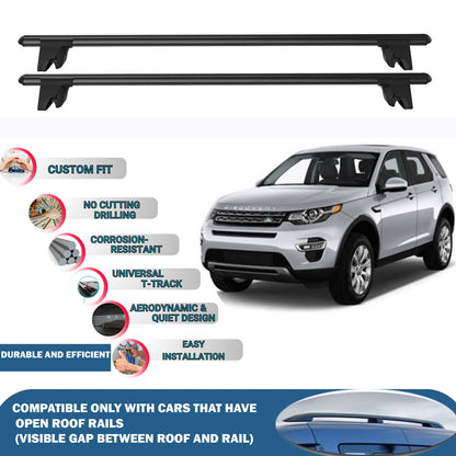 Lockable Roof Rack Cross Bars for Land Rover Discovery Sport 5D 2015-2019 | Heavy Duty Rail Carrier 2 Pcs Black